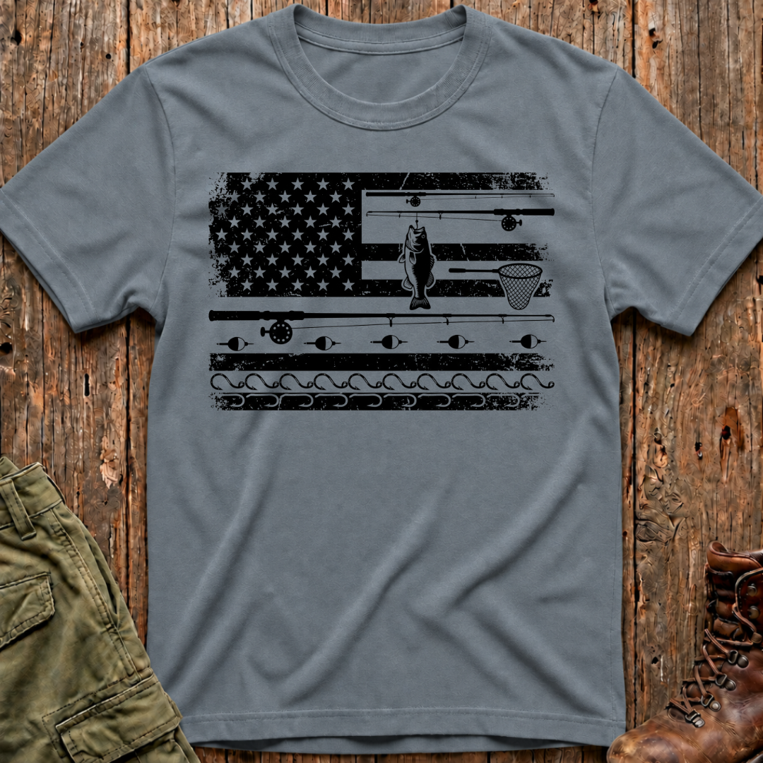 Fishing American Flag T-Shirt