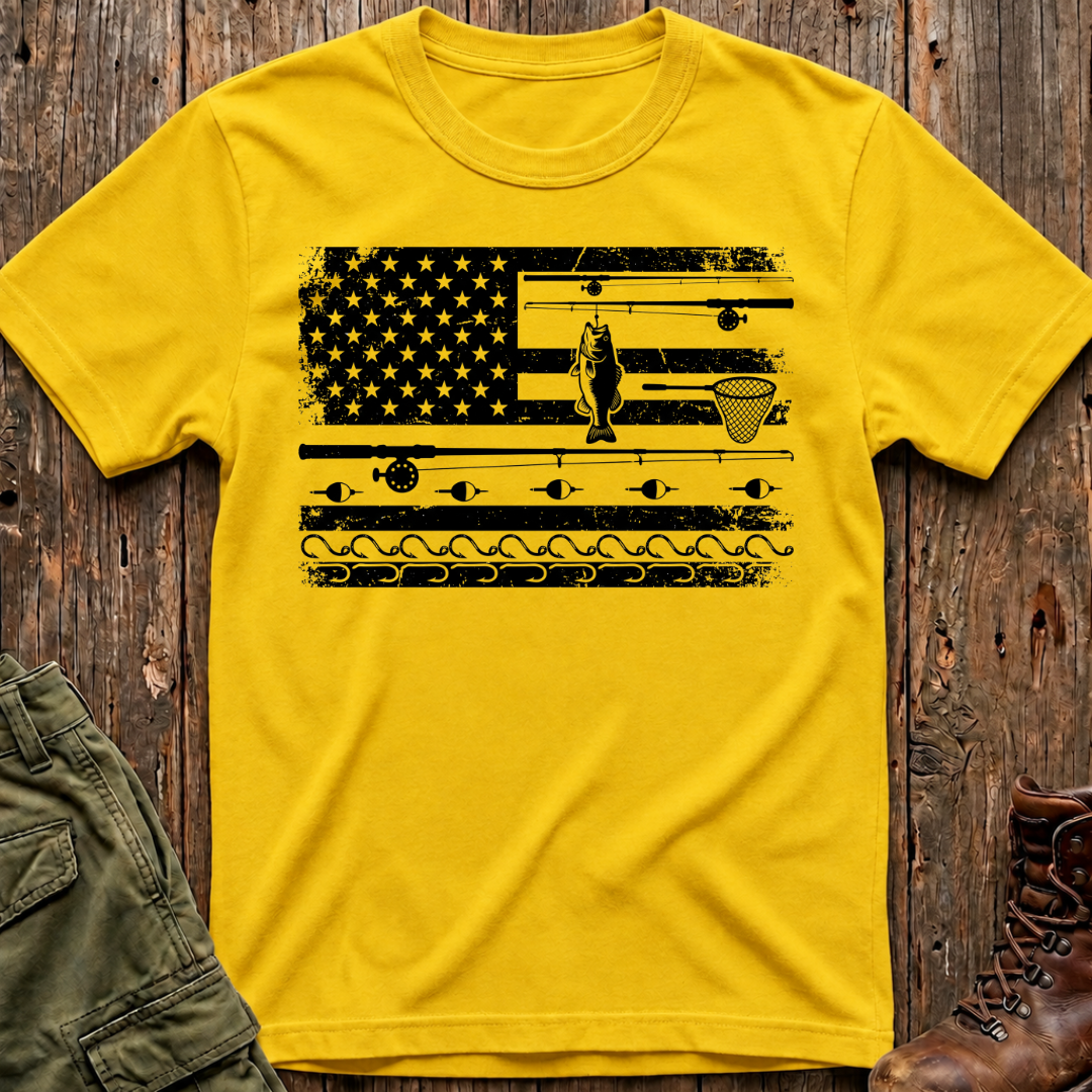Fishing American Flag T-Shirt